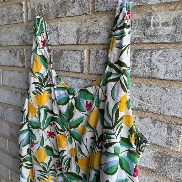 AVA & VIV Sleeveless Linen Blend Back Button Lemon/Floral Print Tank Top Size 3X - Picture 5 of 7